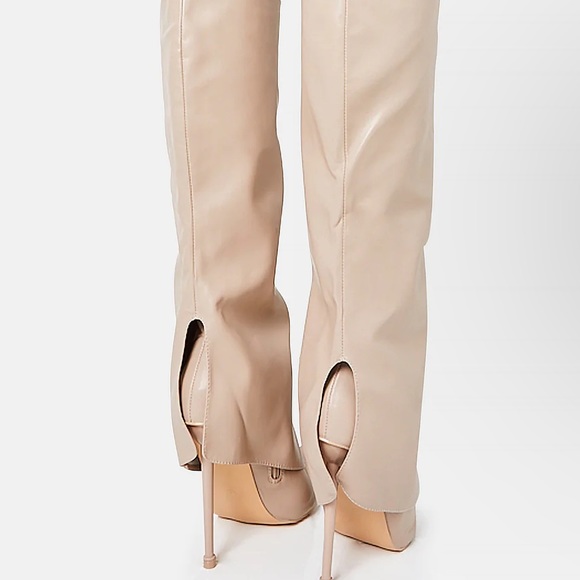 Nude , pu leather fold over boots - Picture 4 of 4